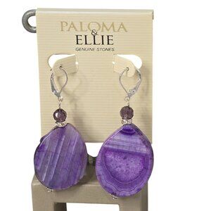 Paloma & Ellie Women's Genuine Stone Agate Purple Silver Plated Earrings